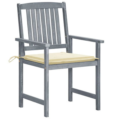 Tuinstoelen Met Kussens Massief Acaciahout Grijs 8 Crème