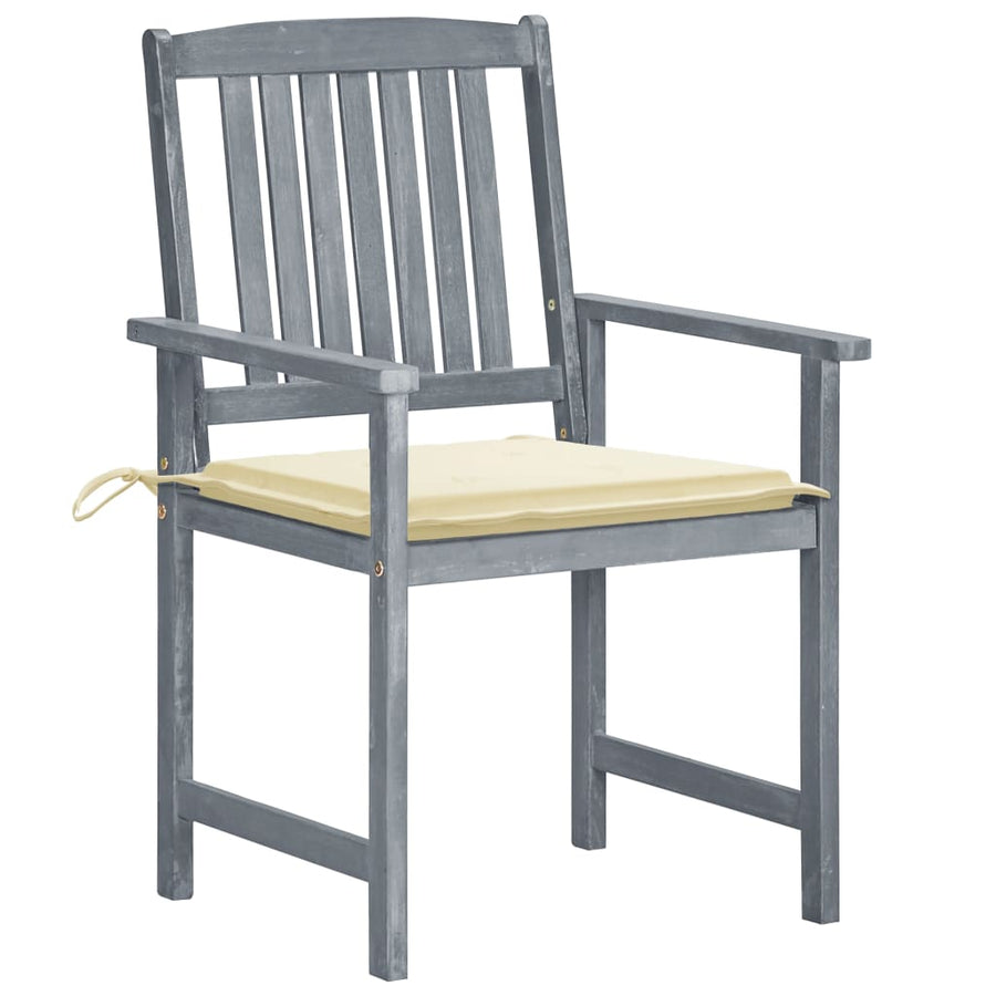 Tuinstoelen Met Kussens Massief Acaciahout Grijs 8 Crème