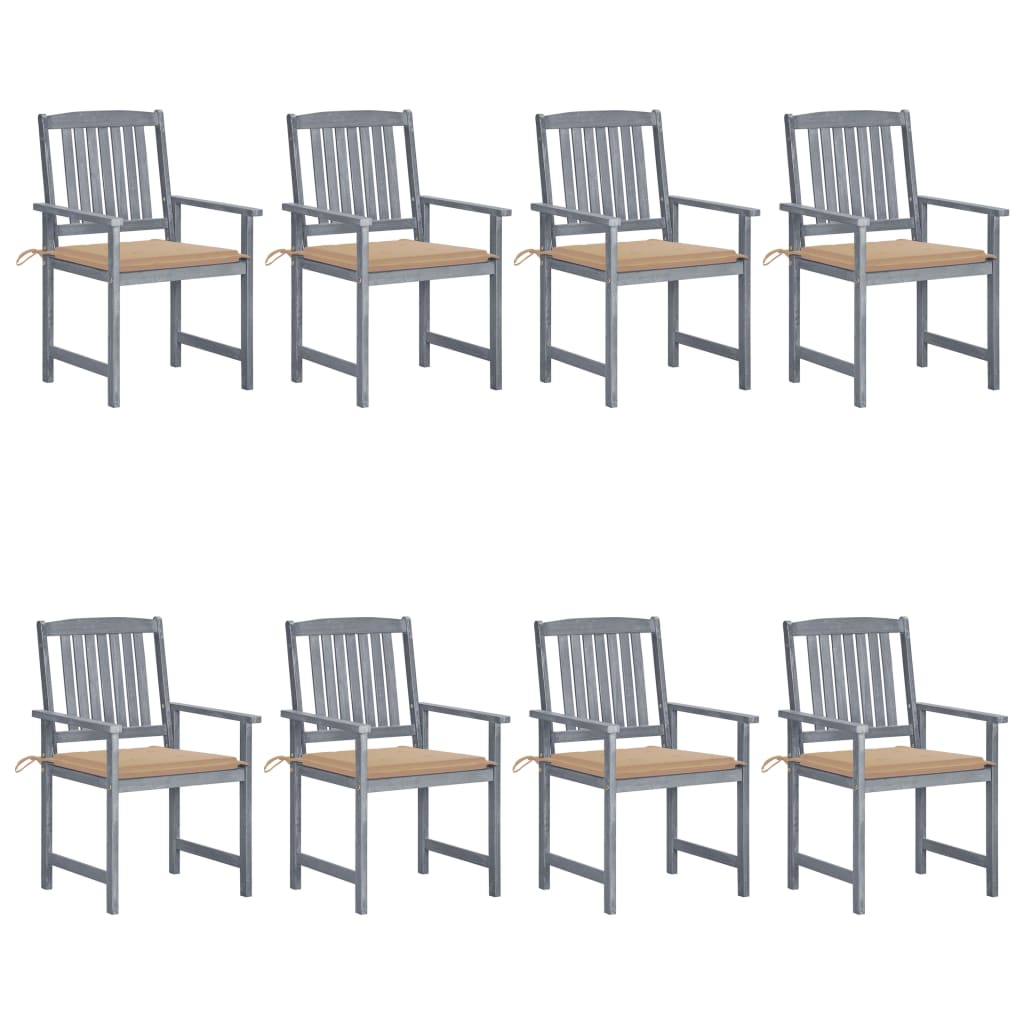 Tuinstoelen 8 St Met Kussens Massief Acaciahout Grijs 1 Beige