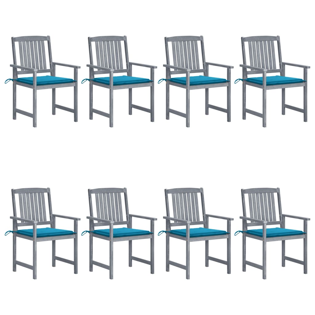 Tuinstoelen Met Kussens Massief Acaciahout Grijs 8 Blauw