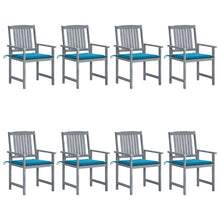 Tuinstoelen Met Kussens Massief Acaciahout Grijs 8 Blauw