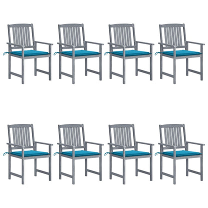 Tuinstoelen Met Kussens Massief Acaciahout Grijs 8 Blauw