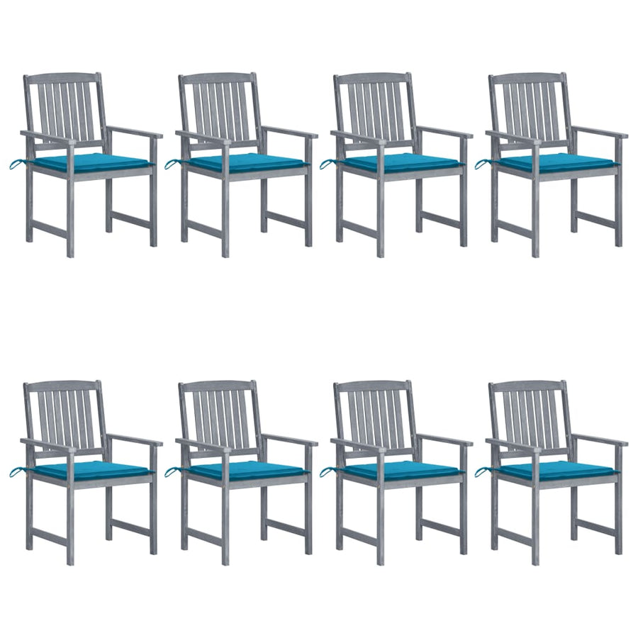 Tuinstoelen Met Kussens Massief Acaciahout Grijs 8 Blauw