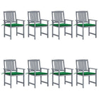 Tuinstoelen 8 st massief acaciahout grijs met kussens