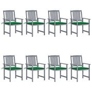 Garden chairs 8 pcs with cushions solid acacia wood grey