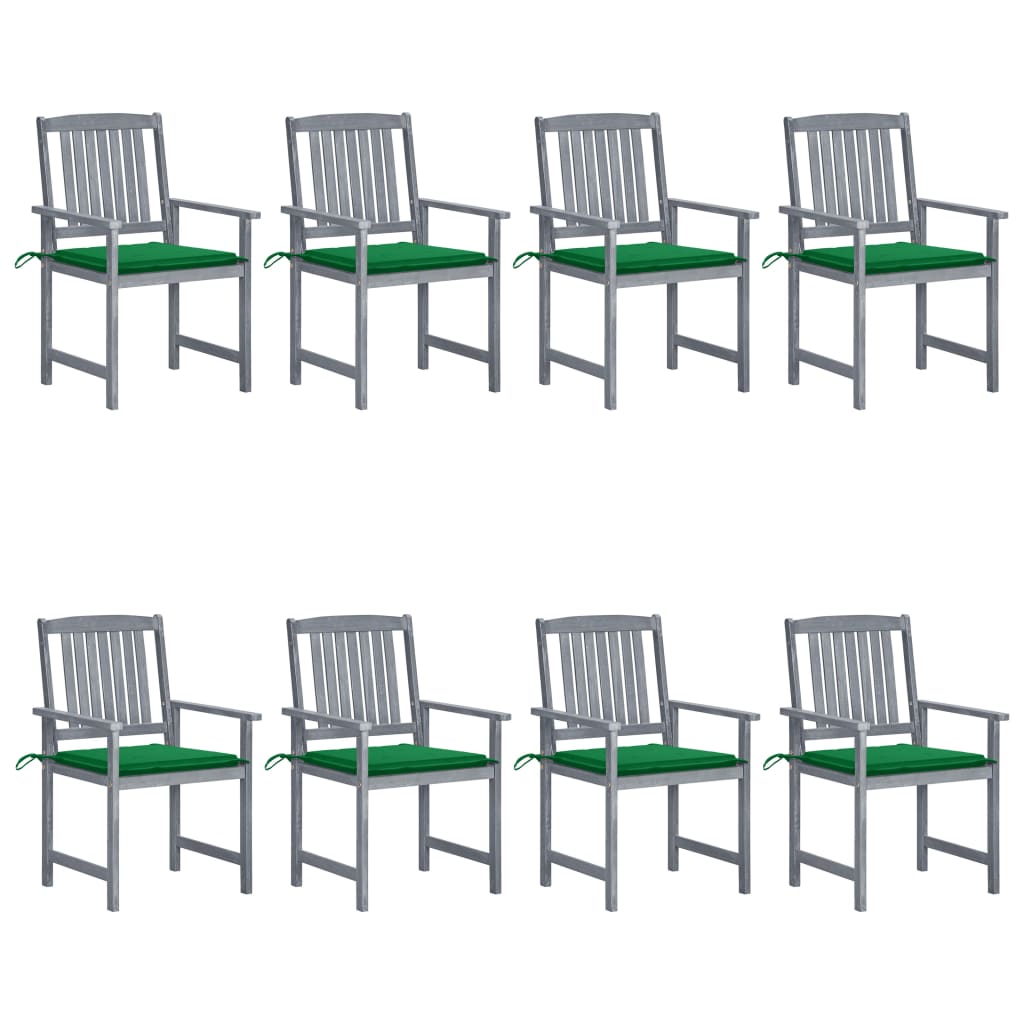 Tuinstoelen Met Kussens Massief Acaciahout Grijs 8 Groen