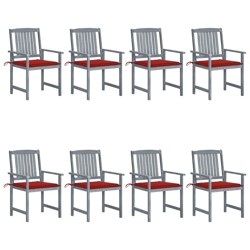Tuinstoelen 8 St Met Kussens Massief Acaciahout Grijs Rood
