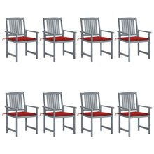 Tuinstoelen 8 St Met Kussens Massief Acaciahout Grijs Rood
