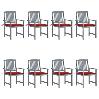 Tuinstoelen 8 St Met Kussens Massief Acaciahout Grijs Rood