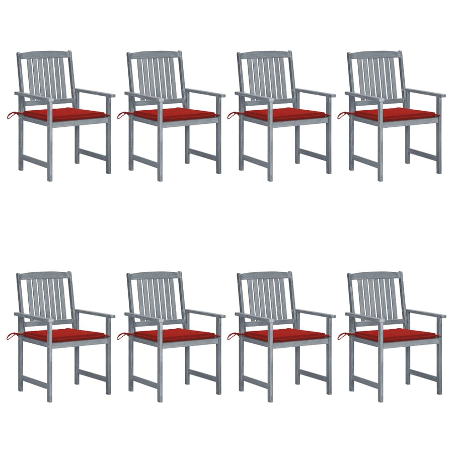Tuinstoelen 8 St Met Kussens Massief Acaciahout Grijs Rood