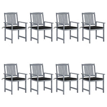 Tuinstoelen 8 St Met Kussens Massief Acaciahout Grijs Zwart