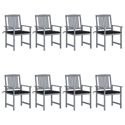 Tuinstoelen 8 St Met Kussens Massief Acaciahout Grijs Zwart