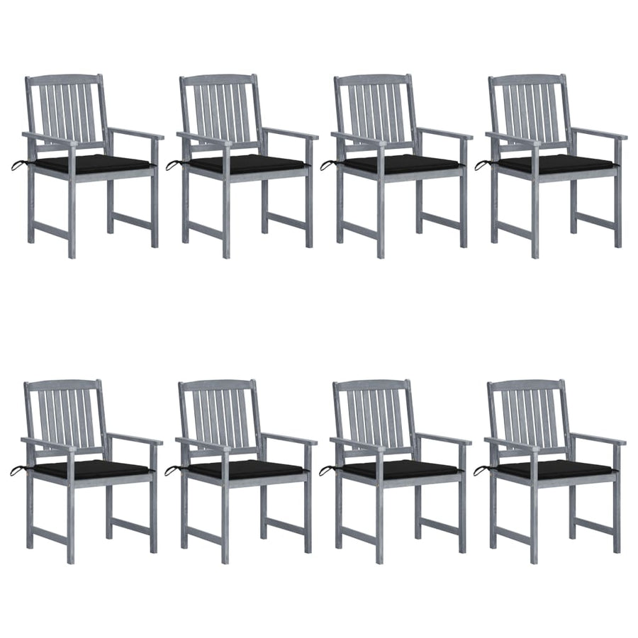 Tuinstoelen 8 St Met Kussens Massief Acaciahout Grijs Zwart