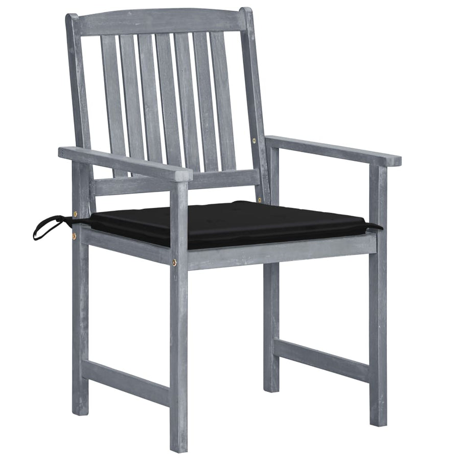Tuinstoelen 8 St Met Kussens Massief Acaciahout Grijs Zwart