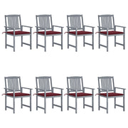 Garden chairs 8 pcs with cushions solid acacia wood grey