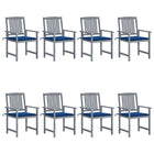 Garden chairs 8 pcs with cushions solid acacia wood grey