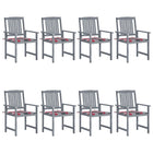Garden chairs 8 pcs with cushions solid acacia wood grey