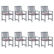 Garden chairs 8 pcs with cushions solid acacia wood grey