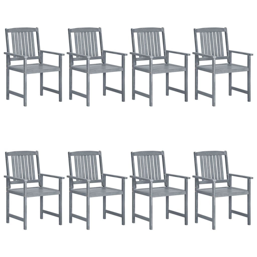 Tuinstoelen Met Kussens Massief Acaciahout Grijs 8 Rood ruitpatroon