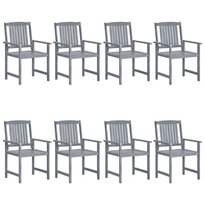 Tuinstoelen Met Kussens Massief Acaciahout Grijs 8 Rood ruitpatroon