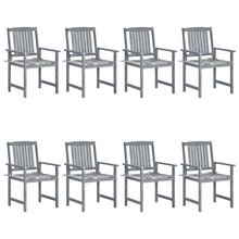 Tuinstoelen Met Kussens Massief Acaciahout Grijs 8 Grijs ruitpatroon