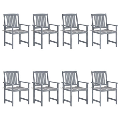 Tuinstoelen Met Kussens Massief Acaciahout Grijs 8 Grijs ruitpatroon