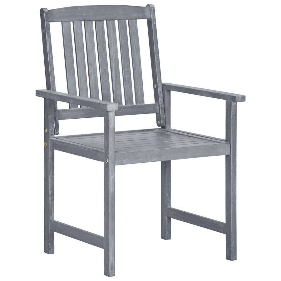 Tuinstoelen Met Kussens Massief Acaciahout Grijs 8 Grijs ruitpatroon