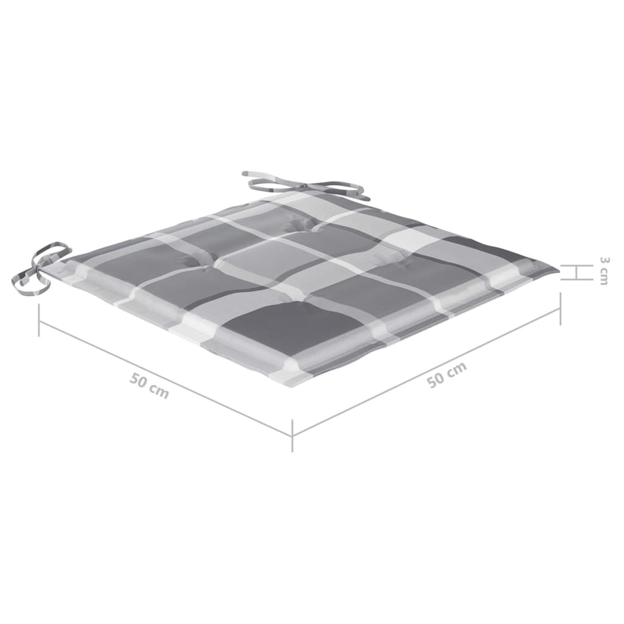Tuinstoelen Met Kussens Massief Acaciahout Grijs 8 Grijs ruitpatroon