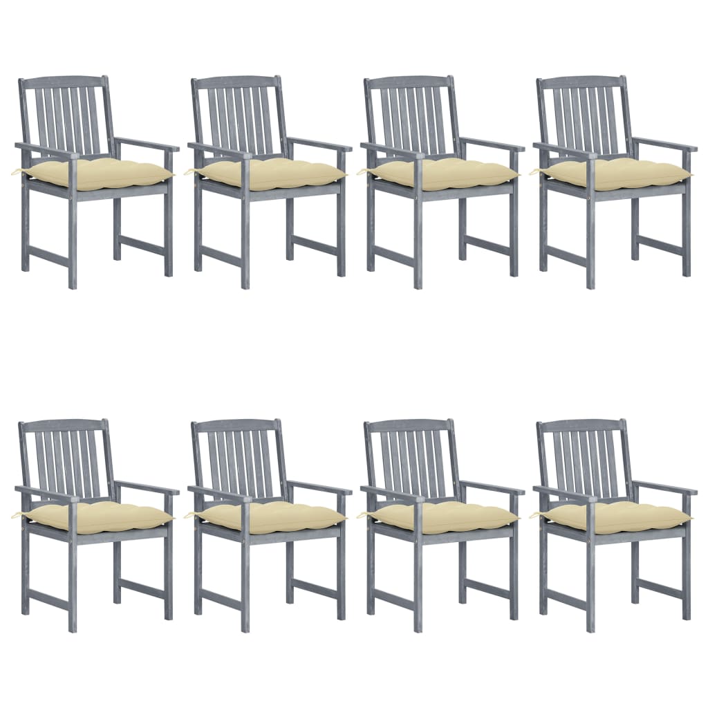 Tuinstoelen Met Kussens Massief Acaciahout Grijs 8 Crème