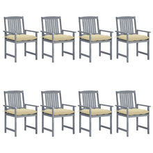 Tuinstoelen Met Kussens Massief Acaciahout Grijs 8 Crème