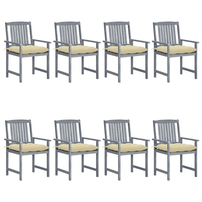Tuinstoelen Met Kussens Massief Acaciahout Grijs 8 Crème