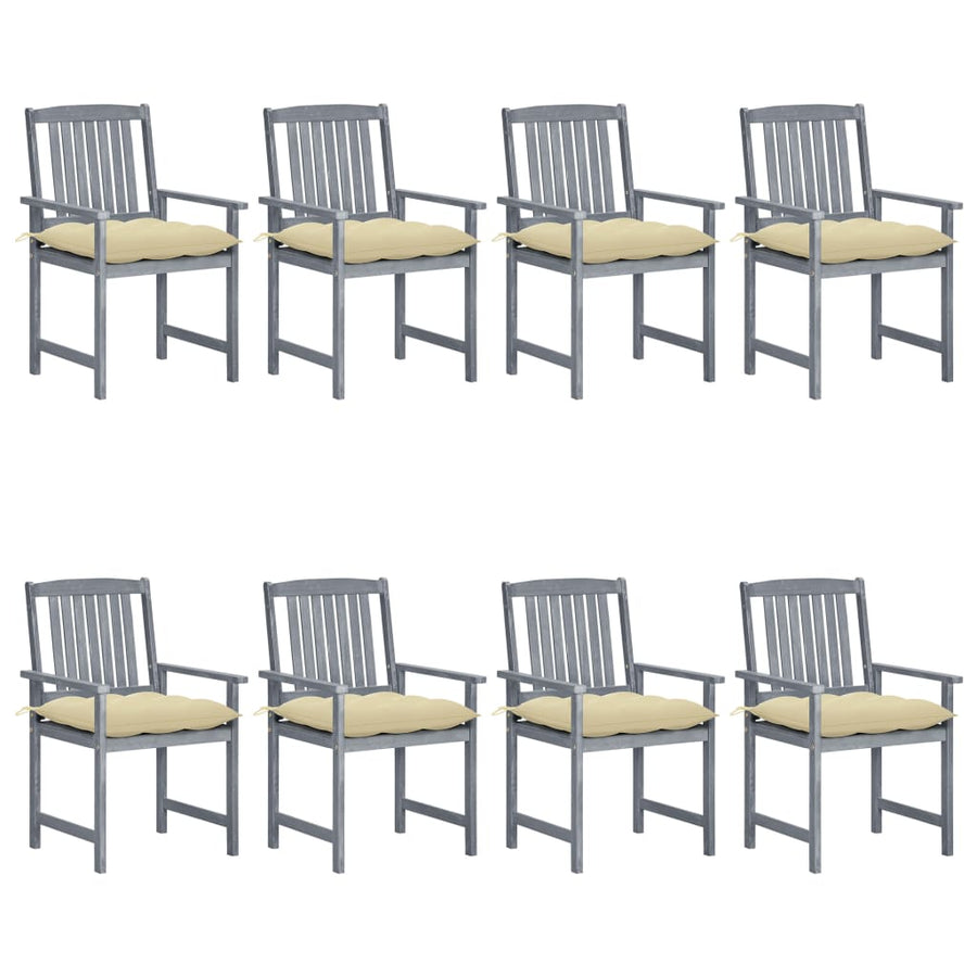 Tuinstoelen Met Kussens Massief Acaciahout Grijs 8 Crème