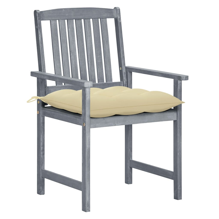 Tuinstoelen Met Kussens Massief Acaciahout Grijs 8 Crème