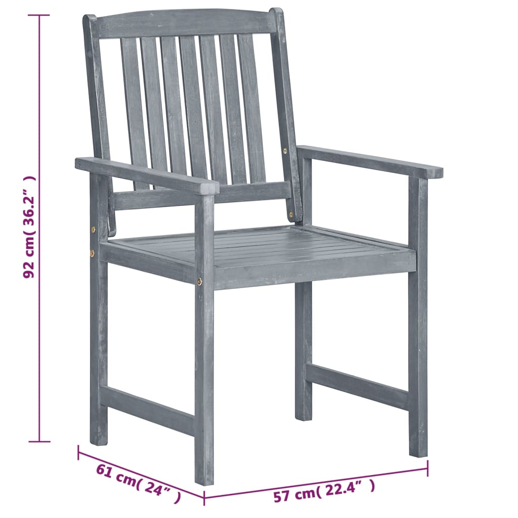 Tuinstoelen Met Kussens Massief Acaciahout Grijs 8 Crème