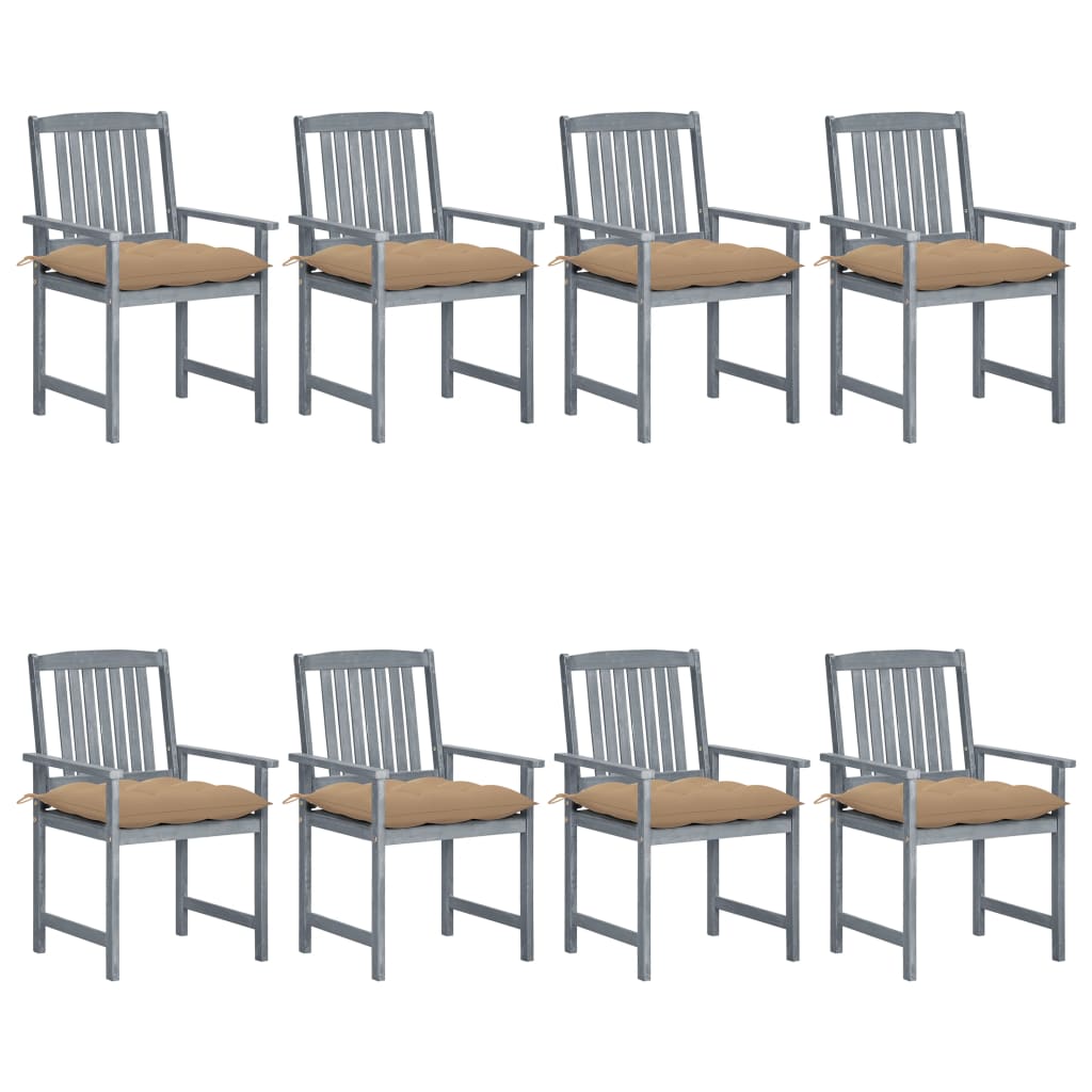 Tuinstoelen 8 St Met Kussens Massief Acaciahout Grijs Beige