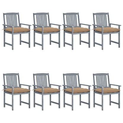 Tuinstoelen 8 St Met Kussens Massief Acaciahout Grijs Beige