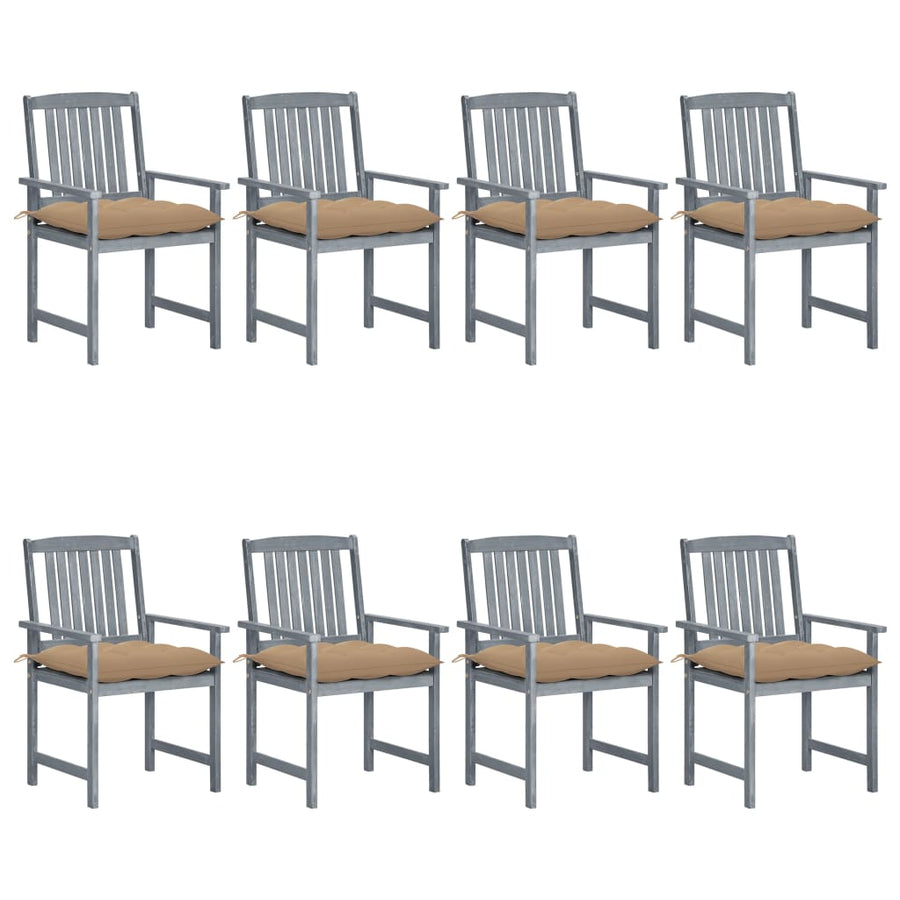 Tuinstoelen 8 St Met Kussens Massief Acaciahout Grijs Beige