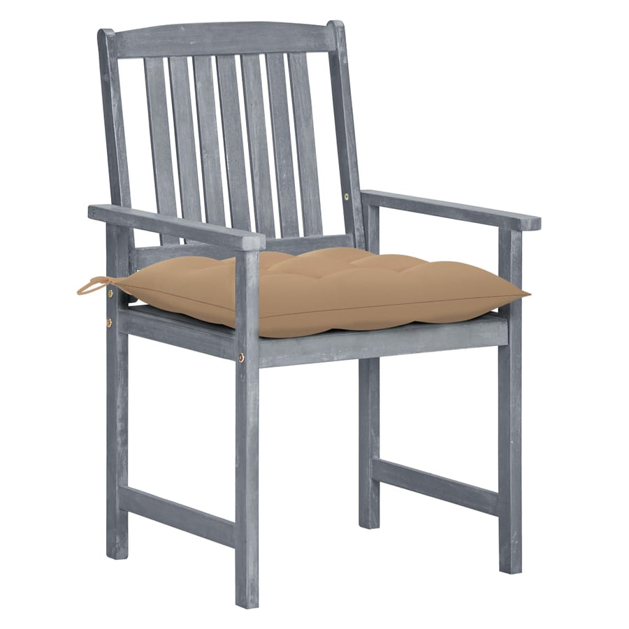 Tuinstoelen 8 St Met Kussens Massief Acaciahout Grijs Beige