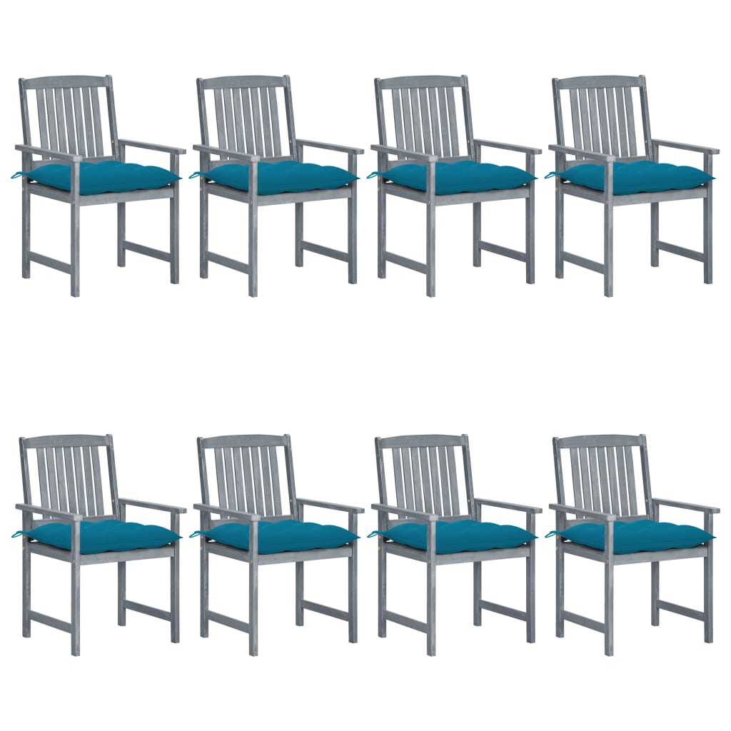 Tuinstoelen Met Kussens Massief Acaciahout Grijs 8 Blauw