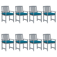 Tuinstoelen Met Kussens Massief Acaciahout Grijs 8 Blauw