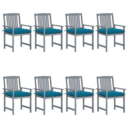 Tuinstoelen Met Kussens Massief Acaciahout Grijs 8 Blauw