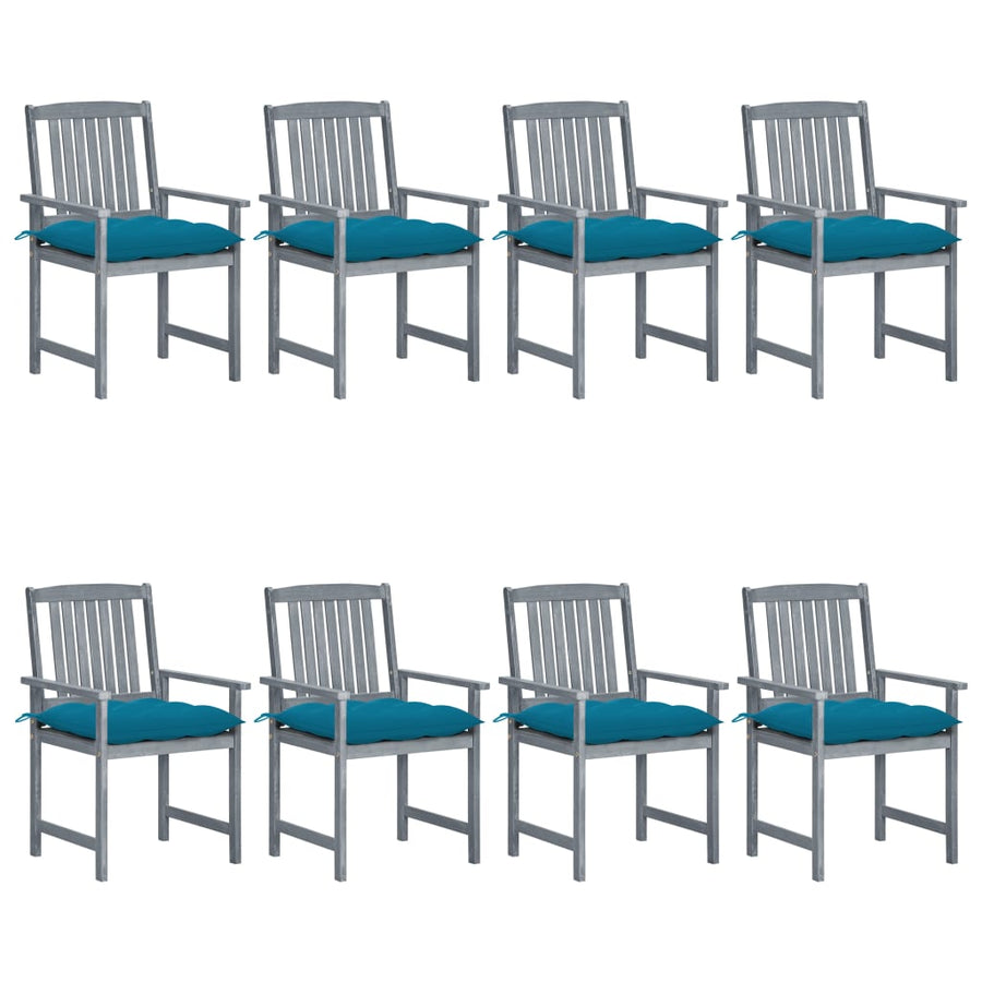 Tuinstoelen Met Kussens Massief Acaciahout Grijs 8 Blauw