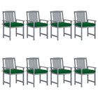 Garden Chairs With Cushions Solid Acacia Wood Grey 8