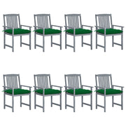 Garden Chairs With Cushions Solid Acacia Wood Grey 8