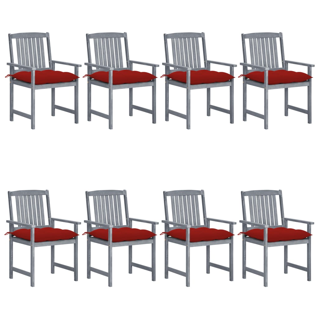 Tuinstoelen 8 St Met Kussens Massief Acaciahout Grijs Rood