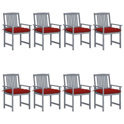 Tuinstoelen 8 St Met Kussens Massief Acaciahout Grijs Rood