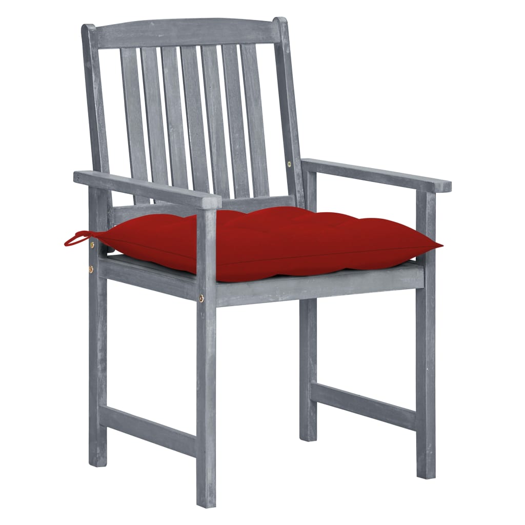 Tuinstoelen 8 St Met Kussens Massief Acaciahout Grijs Rood