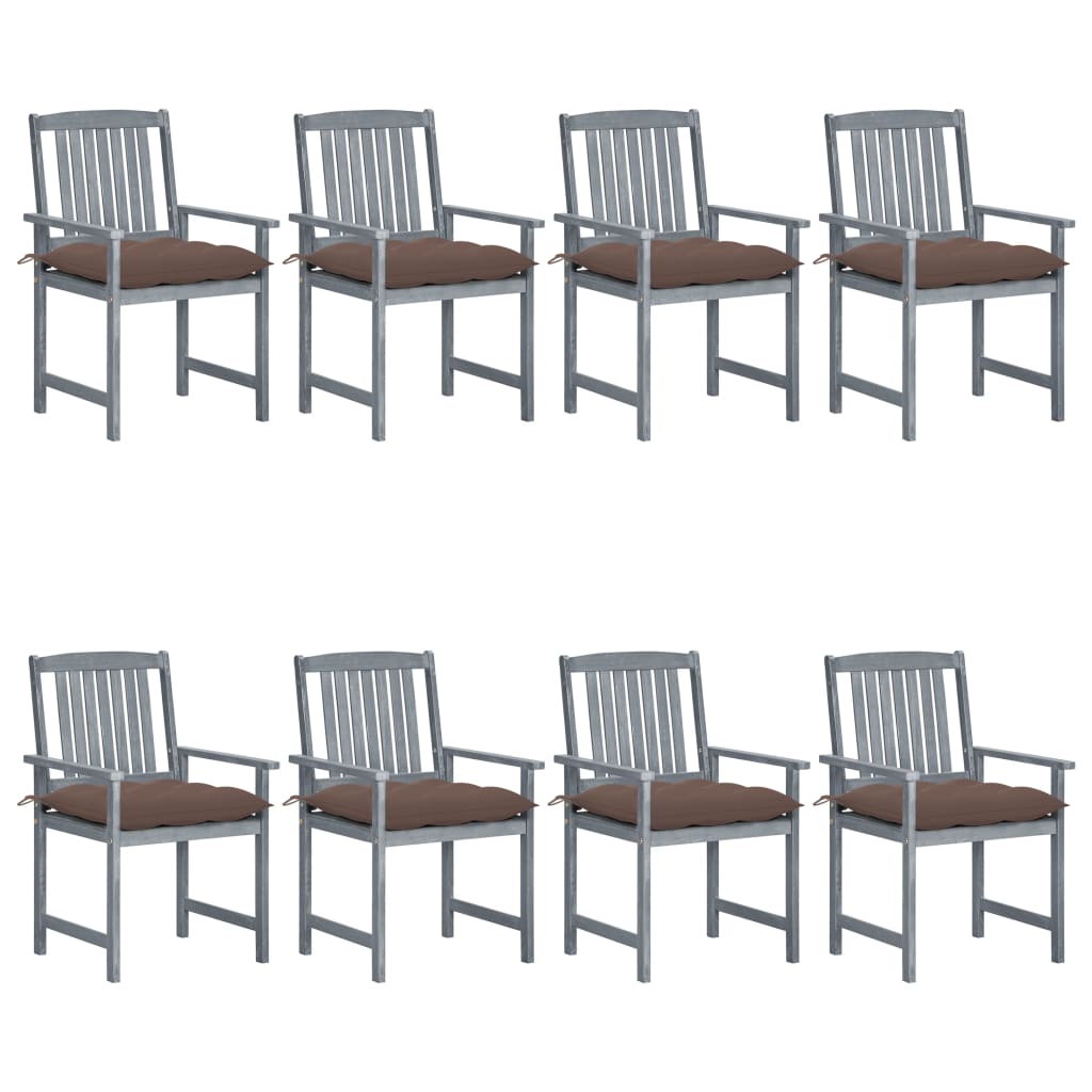 Tuinstoelen 8 St Met Kussens Massief Acaciahout Grijs 1 Taupe