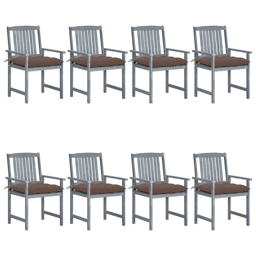 Tuinstoelen 8 St Met Kussens Massief Acaciahout Grijs 1 Taupe