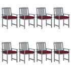Garden chairs 8 pcs with cushions solid acacia wood grey